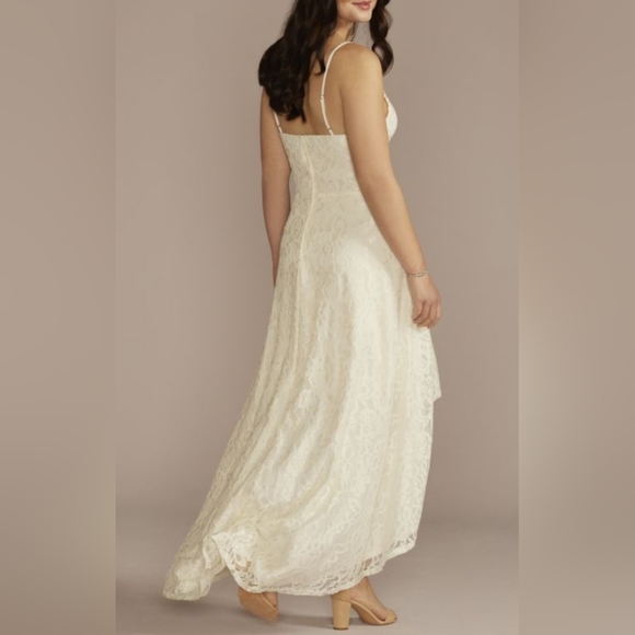 NWT David's Bridal DB Studio Hi-Low Allover Lace Wedding Dress, Plus Size 18W - Picture 3 of 14